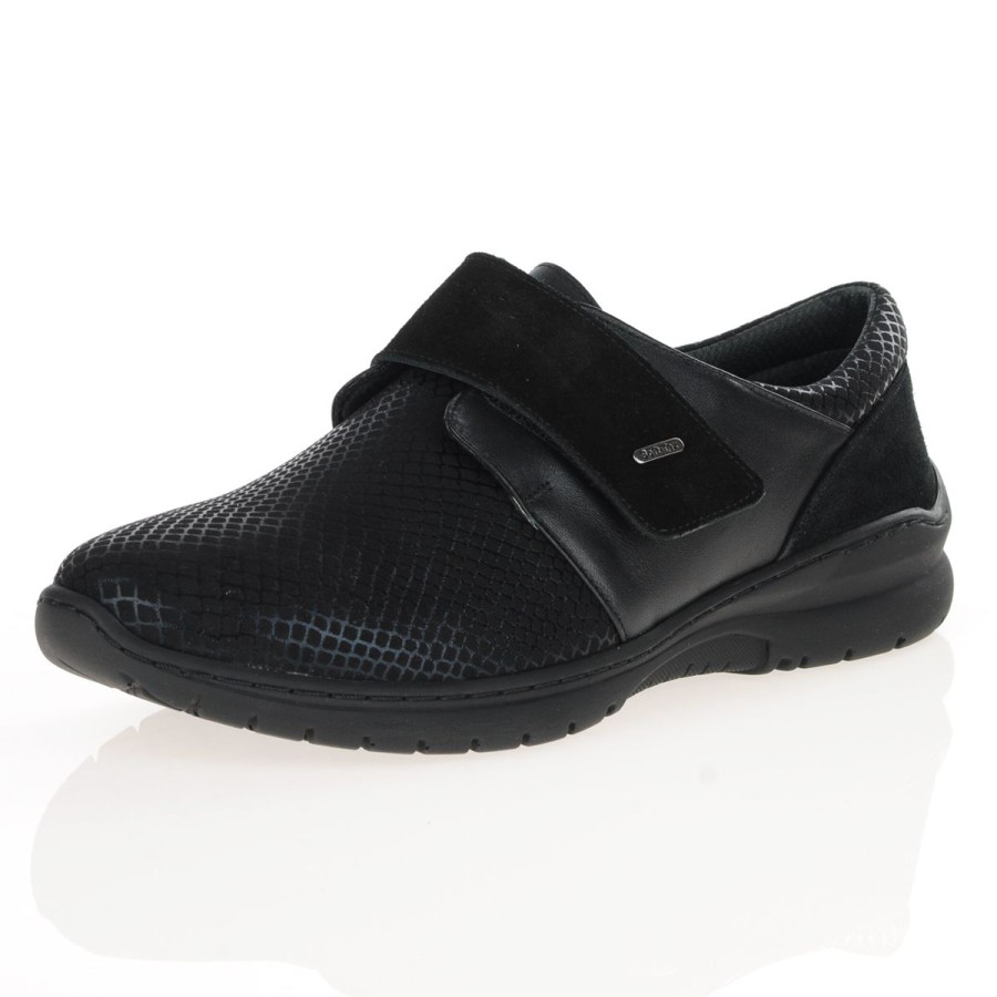 Shop By Style Softmode | Softmode - Daba Velcro Strap Shoes, Black Stretch Suede