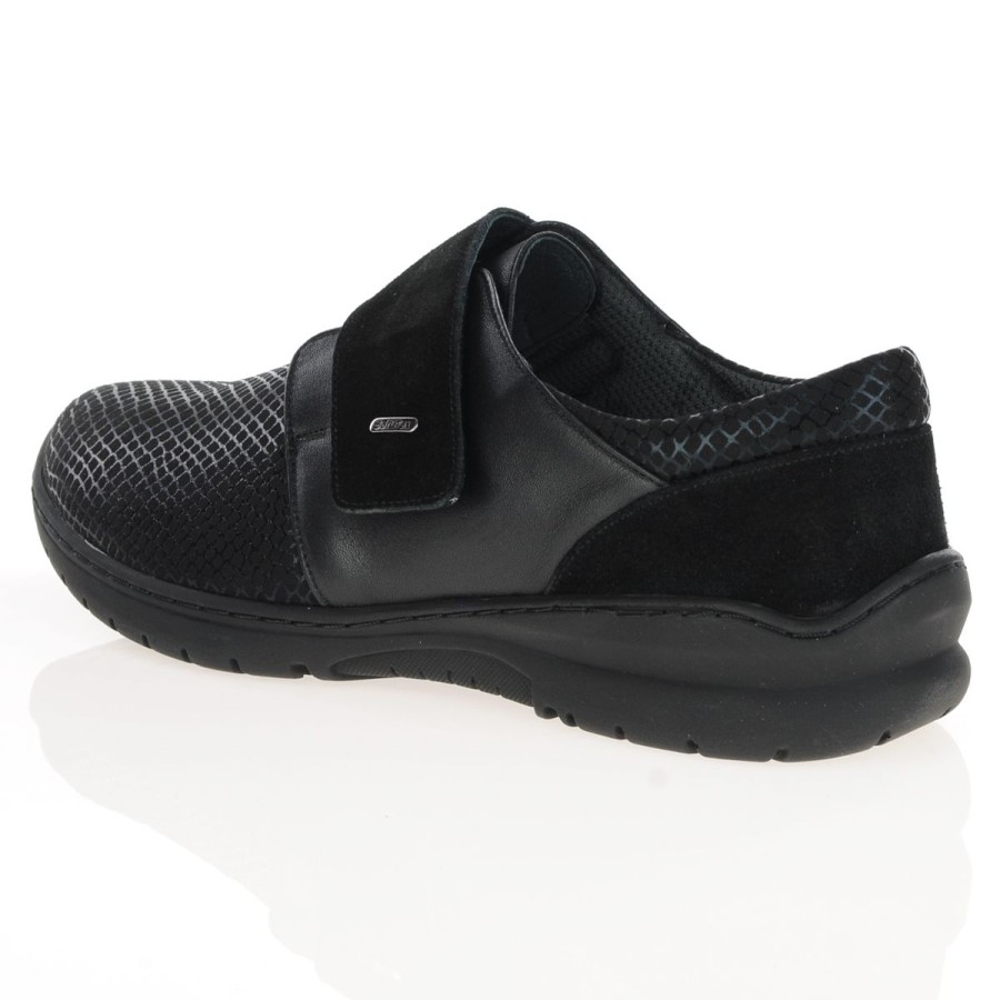 Shop By Style Softmode | Softmode - Daba Velcro Strap Shoes, Black Stretch Suede