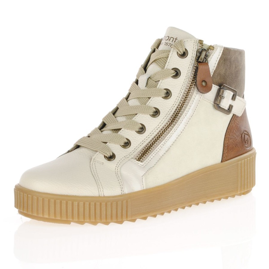 Shop By Style Remonte | Remonte - Flat Laced Ankle Boots Off-White Combi - R7997-80