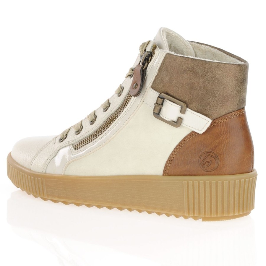 Shop By Style Remonte | Remonte - Flat Laced Ankle Boots Off-White Combi - R7997-80