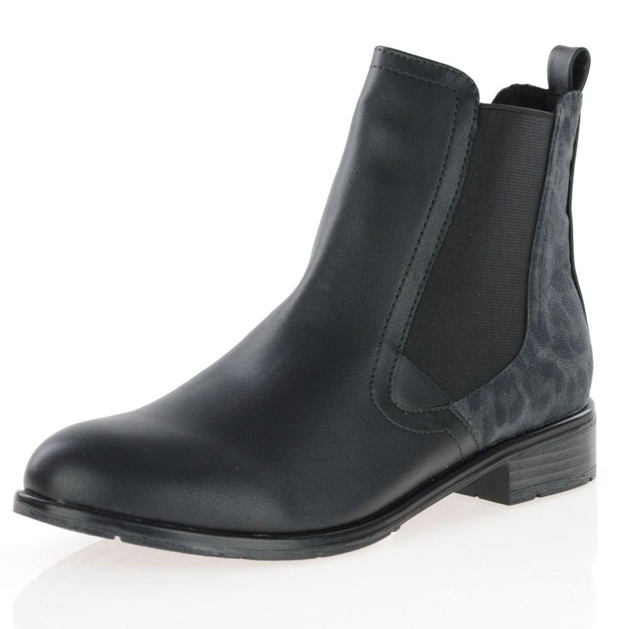 Shop By Style Marco Tozzi | Marco Tozzi - Flat Chelsea Boots Black Leopard - 25039