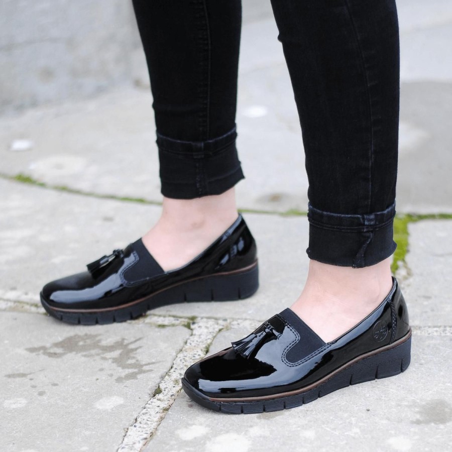 Shop By Style Rieker | Rieker - Low Wedge Loafers Black - 53751-00