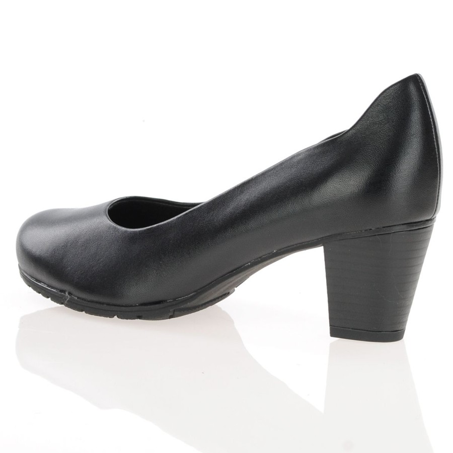 Shop By Style Jana | Jana -Leather Block Heeled Court Shoes Black - 22404