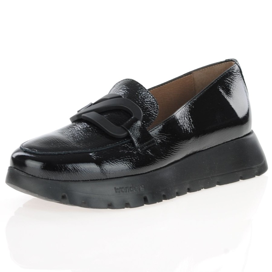 Shop By Style Wonders | Wonders -Chunky Loafers Black Patent - 2453